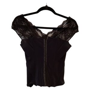 Cosabella Black Lace Trim Corset Style Bustier Top